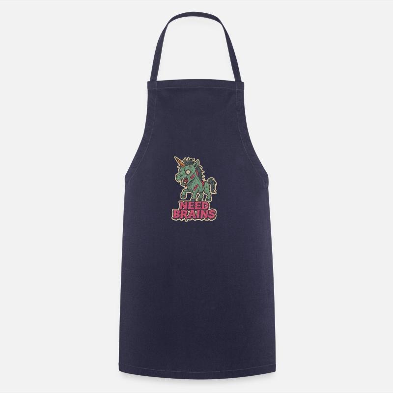 Need Brains - Licorne zombie - Tablier de cuisine - marine