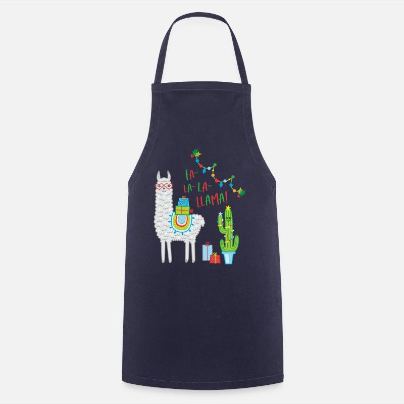 Fa la Llama Pull de Noël Cadeau de Noël - Tablier de cuisine - marine