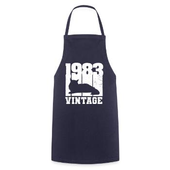 1983 Vintage Cat Maine Coon White - Cooking Apron - navy - Front - AI Model Male 185 dark (185cm)