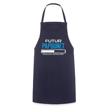 Futur Papounet Cadeau Fete des Peres Papa - Tablier de cuisine - marine - Devant - AI Model Male 185 dark (185cm)