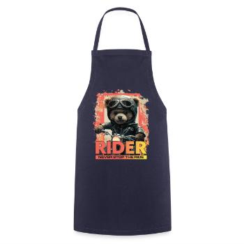 Motorrad Biker-Brich die Fahrt niemals ab Teddybär - Kochschürze - Navy - Vorne - AI Model Male 185 dark (185cm)