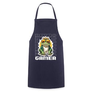 Retro Gamer Frosch mit Controller Konsolenspiele - Kochschürze - Navy - Vorne - AI Model Male 185 dark (185cm)