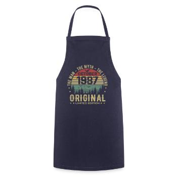 Homme Cadeau D'anniversaire 1987 Octobre 1987 - Tablier de cuisine - marine - Devant - AI Model Male 185 dark (185cm)