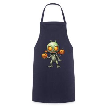 Halloween - Außerirdischer Grusel mit Kürbis - Kochschürze - Navy - Vorne - AI Model Male 185 dark (185cm)