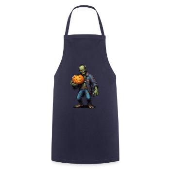 Halloween - Zombie Horror Grusel mit Kürbis - Kochschürze - Navy - Vorne - AI Model Male 185 dark (185cm)