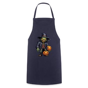 Halloween - Zombie Horror Grusel mit Kürbis - Kochschürze - Navy - Vorne - AI Model Male 185 dark (185cm)