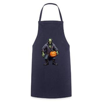 Halloween - Zombie Horror Grusel mit Kürbis - Kochschürze - Navy - Vorne - AI Model Male 185 dark (185cm)