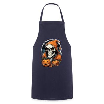 Halloween squelette crâne horreur avec citrouille - Tablier de cuisine - marine - Devant - AI Model Male 185 dark (185cm)