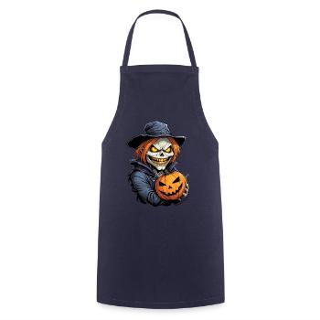 Halloween squelette crâne horreur avec citrouille - Tablier de cuisine - marine - Devant - AI Model Male 185 dark (185cm)
