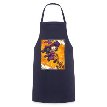 Cute Witch Halloween Trick Or Treat Fun - Cooking Apron - navy - Front - AI Model Male 185 dark (185cm)