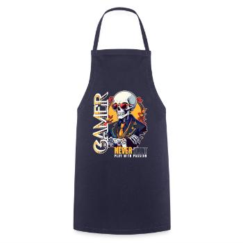 Gamer Saying Play With Passion - Cooking Apron - navy - Front - AI Model Male 185 dark (185cm)