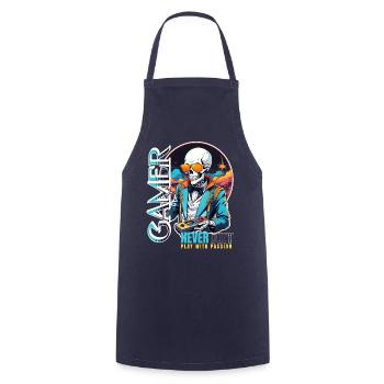 Gamer Saying Play With Passion - Cooking Apron - navy - Front - AI Model Male 185 dark (185cm)