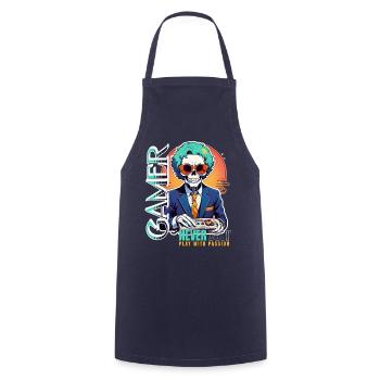 Gamer Saying Play With Passion - Cooking Apron - navy - Front - AI Model Male 185 dark (185cm)