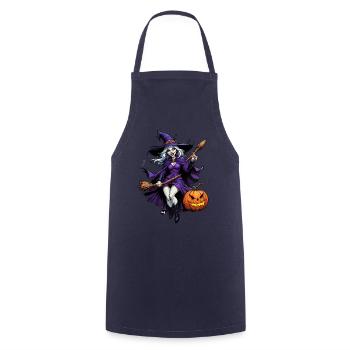 Halloween Hexe Mit Kürbis Illustration - Kochschürze - Navy - Vorne - AI Model Male 185 dark (185cm)