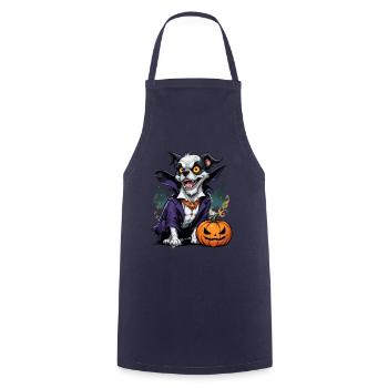 Chien d’Halloween avec costume de vampire citrouille - Tablier de cuisine - marine - Devant - AI Model Male 185 dark (185cm)