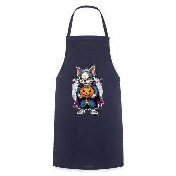 Chien d’Halloween avec costume de vampire citrouille - Tablier de cuisine - marine - Devant - AI Model Male 185 dark (185cm)