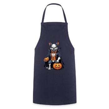 Halloween Dog with Pumpkin Vampire Costume - Cooking Apron - navy - Front - AI Model Male 185 dark (185cm)