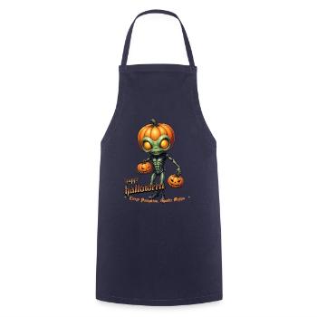 Alien with pumpkin heads Halloween - Cooking Apron - navy - Front - AI Model Male 185 dark (185cm)