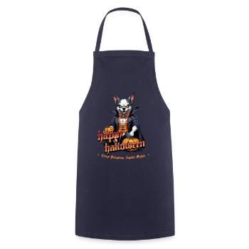 Halloween Dog with Pumpkin Vampire Costume - Cooking Apron - navy - Front - AI Model Male 185 dark (185cm)