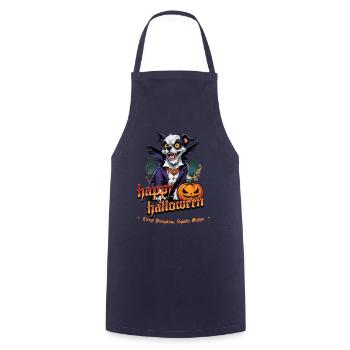 Halloween Dog with Pumpkin Vampire Costume - Cooking Apron - navy - Front - AI Model Male 185 dark (185cm)
