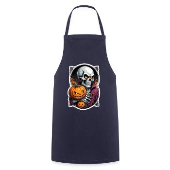 Halloween Crâne Citrouille Crâne Crâne Effrayant - Tablier de cuisine - marine - Devant - AI Model Male 185 dark (185cm)