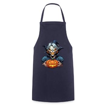 Halloween Kürbis Gruselclown mit Hexenhut - Kochschürze - Navy - Vorne - AI Model Male 185 dark (185cm)