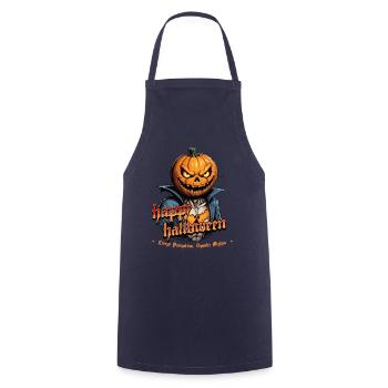 Spooky Pumpkin Head Halloween Illustration - Cooking Apron - navy - Front - AI Model Male 185 dark (185cm)