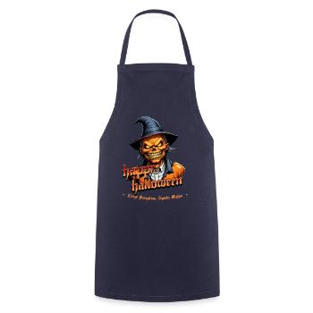 Halloween Pumpkin Head with Witch Hat - Cooking Apron - navy - Front - AI Model Male 185 dark (185cm)