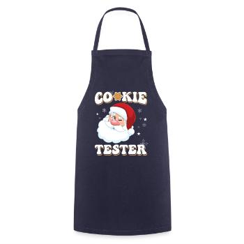 Christmas Cookie Tester Fun with Santa - Cooking Apron - navy - Front - AI Model Male 185 dark (185cm)