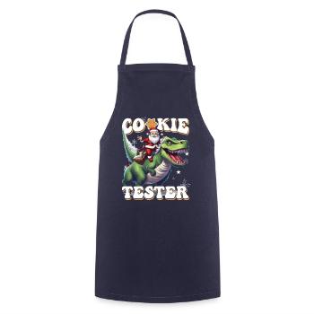 Weihnachtlicher Dino Trex Cookie Tester - Kochschürze - Navy - Vorne - AI Model Male 185 dark (185cm)