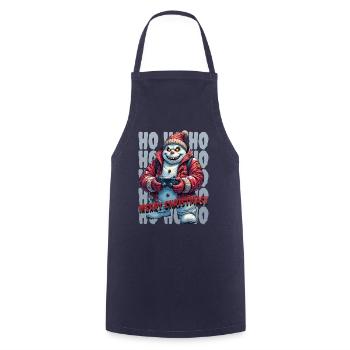Evil Snowman Playing Christmas - Cooking Apron - navy - Front - AI Model Male 185 dark (185cm)