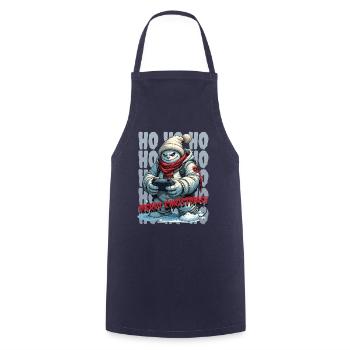 Evil Snowman Playing Christmas - Cooking Apron - navy - Front - AI Model Male 185 dark (185cm)