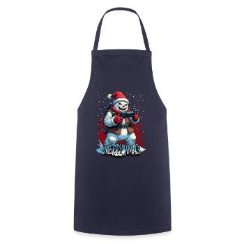 Méchant Noël Gamer Bonhomme de neige Joyeux Noël - Tablier de cuisine - marine - Devant - AI Model Male 185 dark (185cm)