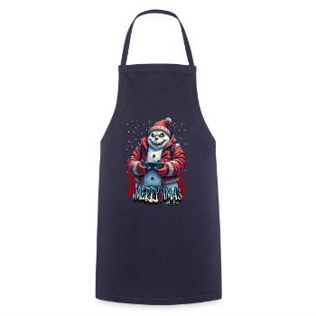 Méchant Noël Gamer Bonhomme de neige Joyeux Noël - Tablier de cuisine - marine - Devant - AI Model Male 185 dark (185cm)