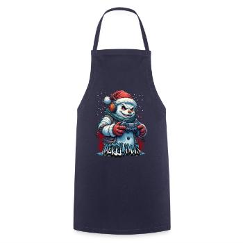 Méchant Noël Gamer Bonhomme de neige Joyeux Noël - Tablier de cuisine - marine - Devant - AI Model Male 185 dark (185cm)