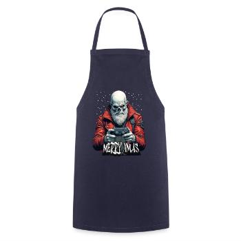 Merry Xmas Gamer Skull Design - Cooking Apron - navy - Front - AI Model Male 185 dark (185cm)