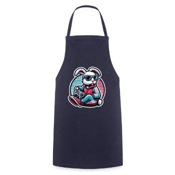 Casual gamer bunny with controller - Cooking Apron - navy - Front - AI Model Male 185 dark (185cm)
