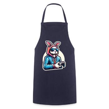 Cool gamer bunny with controller in hoodie - Cooking Apron - navy - Front - AI Model Male 185 dark (185cm)