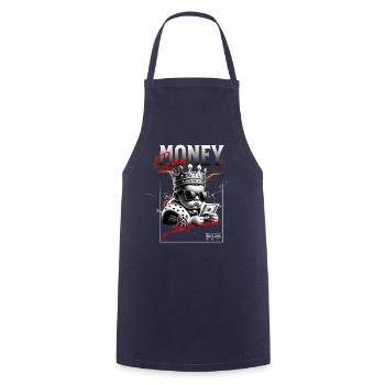 Money Saving : for about five minutes - Cooking Apron - navy - Front - AI Model Male 185 dark (185cm)