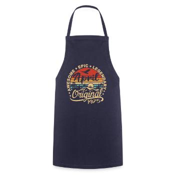 April 1975 Birthday Gift, Born in April 1975 - Cooking Apron - navy - Front - AI Model Male 185 dark (185cm)