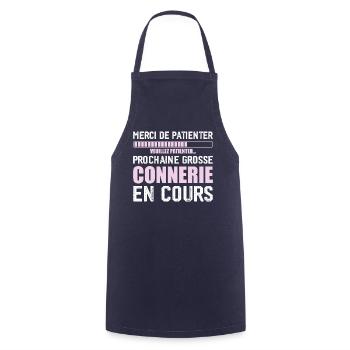 Prochaine connerie rigolo - Tablier de cuisine - marine - Devant - AI Model Male 185 dark (185cm)