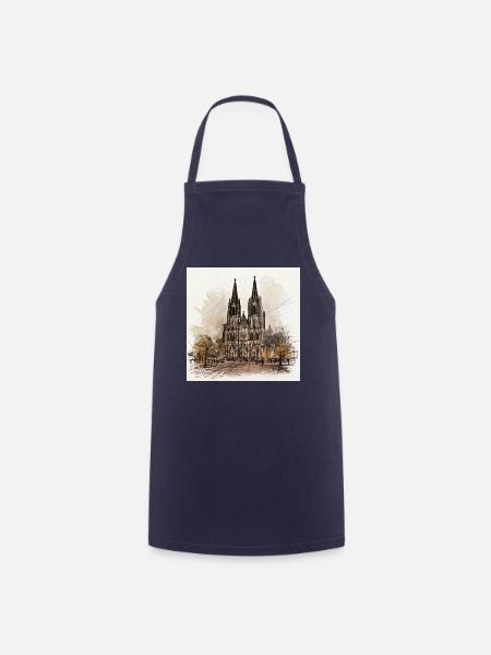 kölner dom,dom,koeln,zeichnung,sketch - Kochschürze - Navy