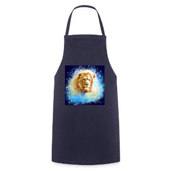 lion, gold, lion's head, graffiti,painting,blue,poster - Cooking Apron - navy - Front - AI Model Male 185 dark (185cm)