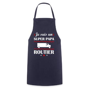 Super papa routier, cadeau fête des pères - Tablier de cuisine - marine - Devant - AI Model Male 185 dark (185cm)