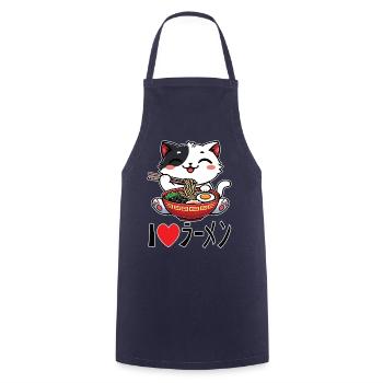 Lustige Katze - Ich liebe Ramen Nudeln T-Shirt - Kochschürze - Navy - Vorne - AI Model Male 185 dark (185cm)