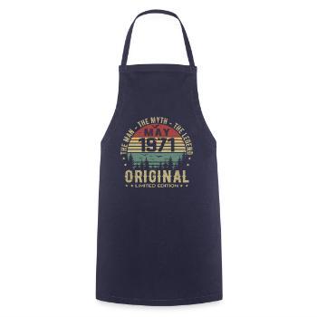 May 1971 54th Anniversary Gift May 1971 May 1971 - Cooking Apron - navy - Front - AI Model Male 185 dark (185cm)