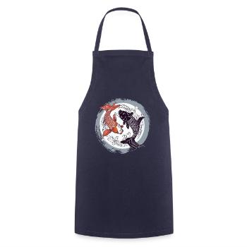 Koi yin yang - Tablier de cuisine - marine - Devant - AI Model Male 185 dark (185cm)