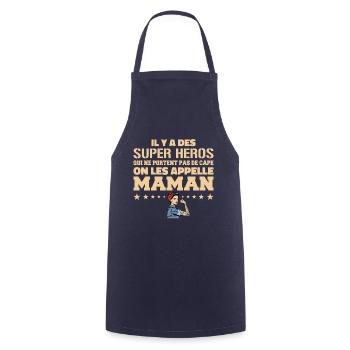 Il Y A Des Super Héros | Cadeau Super Maman - Tablier de cuisine - marine - Devant - AI Model Male 185 dark (185cm)