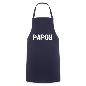 Super papou . Cadeau Papa fête des pères - Tablier de cuisine - marine - Devant - AI Model Male 185 dark (185cm)