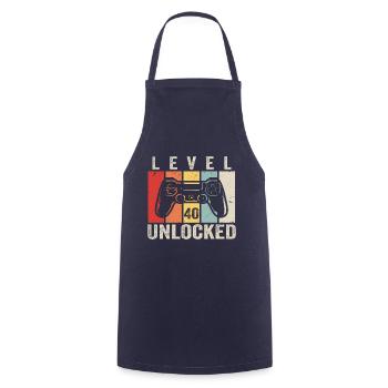 Level 40 Unlocked 40 Jahre Geburtstag Geschenk - Kochschürze - Navy - Vorne - AI Model Male 185 dark (185cm)